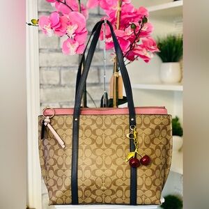 Coach Signature Brown and Pink Tote
